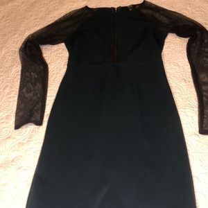 Jewel tone mesh long sleeve party dress